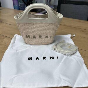 Marni Cream and Tan Woven Tote